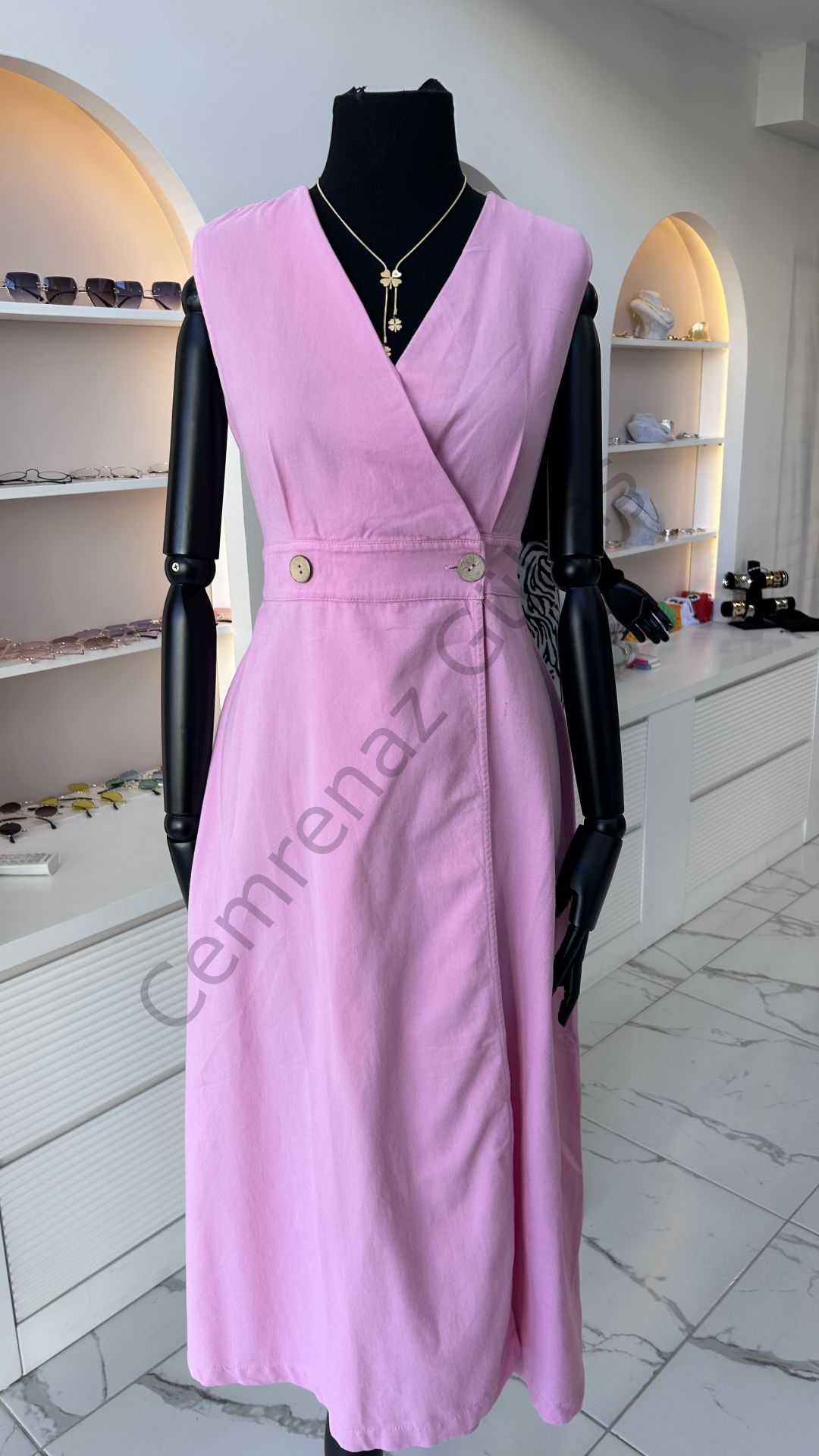 Pembe Kanvas Elbise
